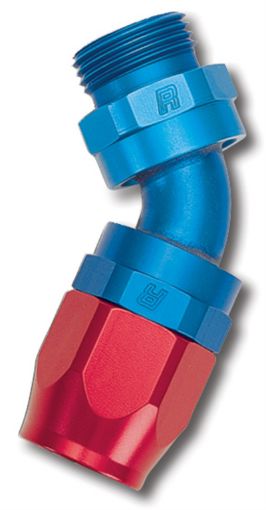 Picture of Russell Performance - 10 AN RedBlue 45 Deg Swivel Dry Sump Hose End ( - 12 Port 1 - 116in - 12 Thread)