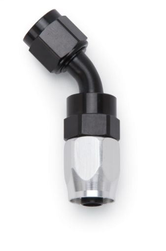 Picture of Russell Performance - 6 AN BlackSilver 45 Degree Full Flow Swivel Hose End