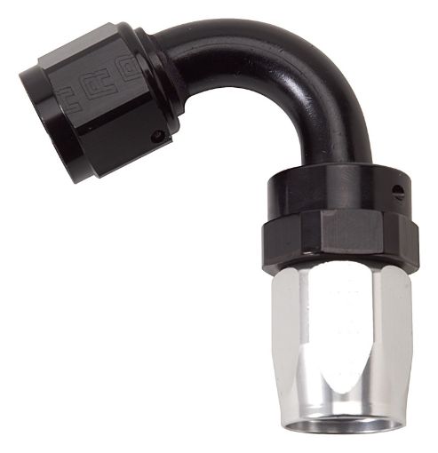 Picture of Russell Performance - 6 AN BlackSilver 120 Degree Tight Radius Full Flow Swivel Hose End