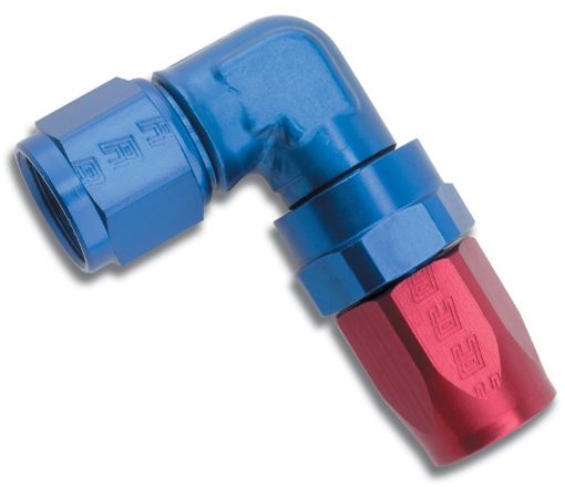 Picture of Russell Performance - 10 AN RedBlue 90 Degree Forged Aluminum Swivel Hose End