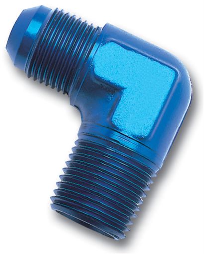 Picture of Russell Performance - 6 AN to 38in NPT 90 Degree Flare to Pipe Adapter (Blue)