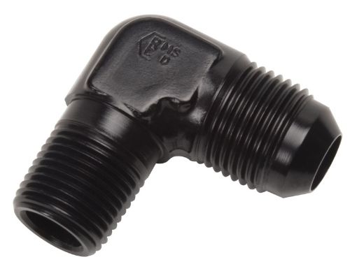 Picture of Russell Performance - 8 AN to 12in NPT 90 Degree Flare to Pipe Adapter (Black)