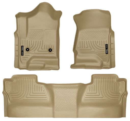 Picture of Husky Liners 14 Chevrolet SilveradoGMC Sierra WeatherBeater Tan Front 2nd Seat Floor Liners