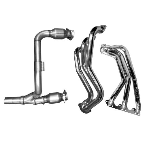 Picture of BBK 07 - 11 Jeep 3.8 V6 Long Tube Exhaust Headers And Y Pipe And Converters - 1 - 58 Chrome