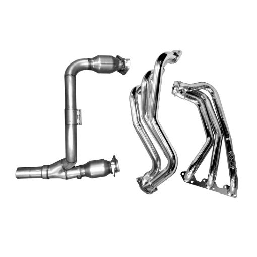 Picture of BBK 07 - 11 Jeep 3.8 V6 Long Tube Exhaust Headers And Y Pipe And Converters - 1 - 58 Silver Ceramic
