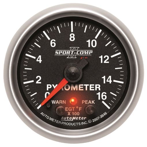 Picture of Autometer Sport - Comp II Full Sweep Electronic 0 - 1600 Deg F EGTPyrometer Peak Warn w Elec Control