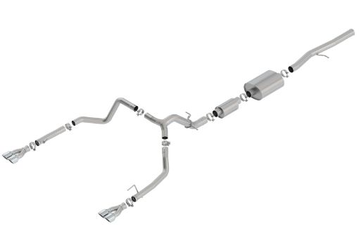 Picture of Borla 19 Chevrolet SilveradoGMC Sierra 1500 6.2L SS (S - Type) Catback Exhaust - Square Chrome Tips