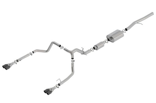 Picture of Borla 19 Chevrolet SilveradoGMC Sierra 1500 6.2L SS (S - Type) Catback Exhaust - Black Chrome Tips
