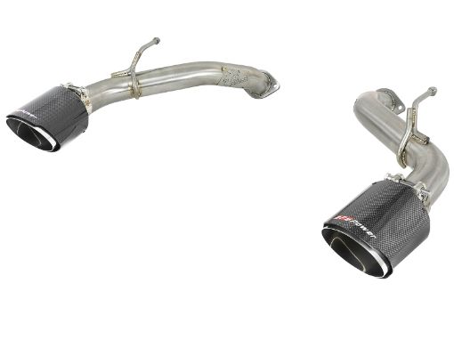Picture of aFe POWER Takeda 2.5in 304 SS Axle - Back Exhaust w Carbon Fiber Tips 17 - 19 Infiniti Q60 V6 - 3.0L (tt)