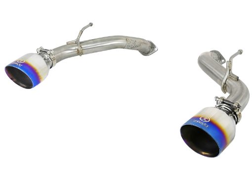 Picture of aFe POWER Takeda 2.5in 304 SS Axle - Back Exhaust w Blue Flame Tips 17 - 19 Infiniti Q60 V6 - 3.0L (tt)