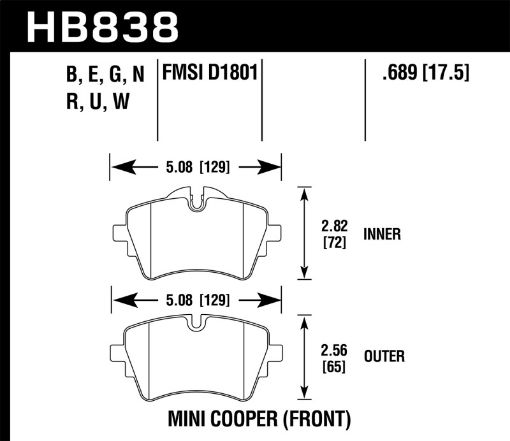 Picture of Hawk 14 - 17 Mini Cooper S HP Front Brake Pads