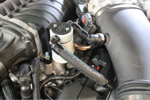 Picture of JL 11 - 17 Ford Mustang GT (wRoushVMP Supercharger) Driver Side Oil Separator 3.0 - Clear Anodized