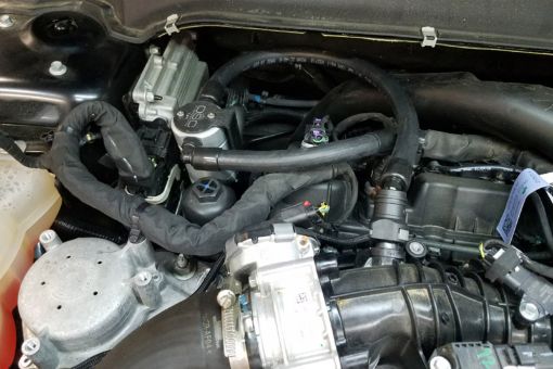 Picture of JL 17 - 19 Ford Fusion Sport 2.7L Passenger Side Oil Separator 3.0 - Clear Anodized