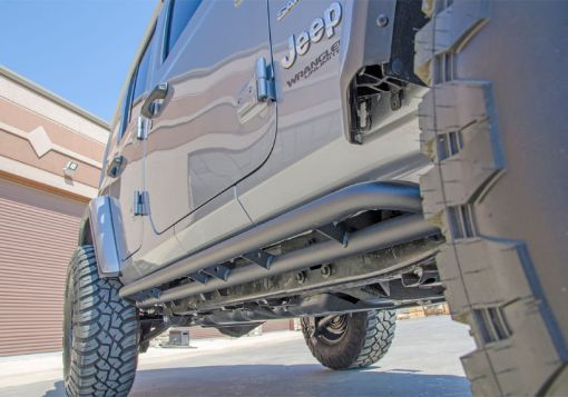 Picture of N - Fab RKR Rails 2019 Jeep Wrangler JT 4DR Truck Full Length - Tex. Black - 1.75in
