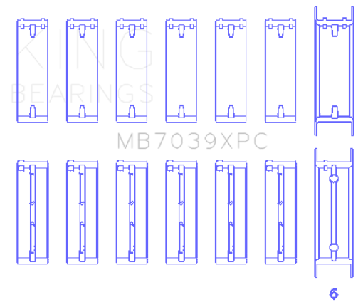 Picture of King BMW M20M50 2.0L2.5L2.7L Crankshaft Main Bearings Set (Size .026) - 7 Pairs Coated