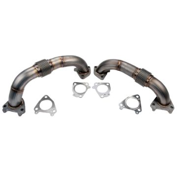 Picture of Wehrli 01 - 04 Chevrolet 6.6L Duramax LB7 2in Stainless Up Pipe Kit wGaskets - Twin Turbo