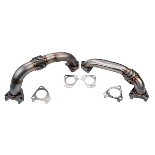 Picture of Wehrli 01 - 04 Chevrolet 6.6L Duramax LB7 2in Stainless Up Pipe Kit wGaskets - Single Turbo