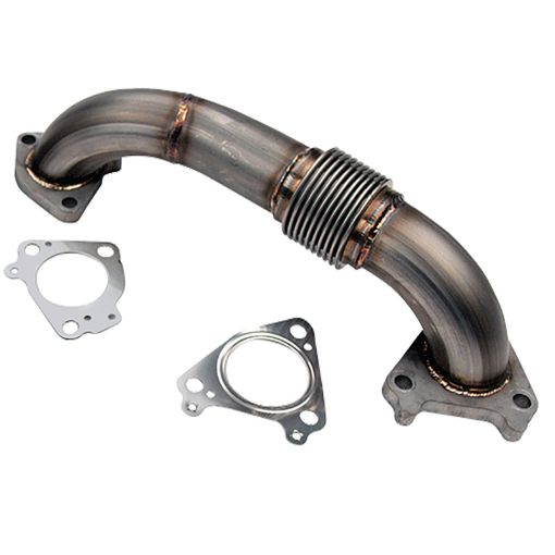 Picture of Wehrli 01 - 04 Chevrolet 6.6L Duramax LB7 2in Stainless Passenger Side Up Pipe wGaskets (Twin Turbo)