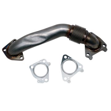 Picture of Wehrli 01 - 04 Chevrolet 6.6L Duramax LB7 2in Stainless Pass. Side Up Pipe wGaskets (Single Turbo)