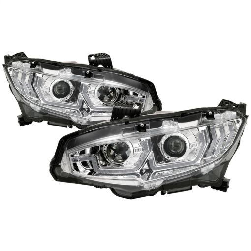 Picture of Spyder 16 - 18 Honda Civic 4Dr wLED Seq Turn Sig Lights Proj Headlight - Chrome - PRO - YD - HC16 - SEQ - C