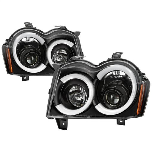 Picture of Spyder 05 - 07 Jeep Grand Cherokee - Light Bar Projector Headlights - Black - PRO - YD - JGC05V2 - LB - BK