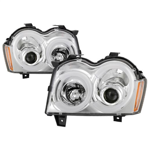 Picture of Spyder 05 - 07 Jeep Grand Cherokee - Light Bar Projector Headlights - Chrome - PRO - YD - JGC05V2 - LB - C