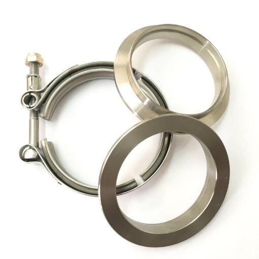 Picture of Ticon Industries 2.5in Titanium V - Band Clamp Assembly (2 Flanges1 Clamp)