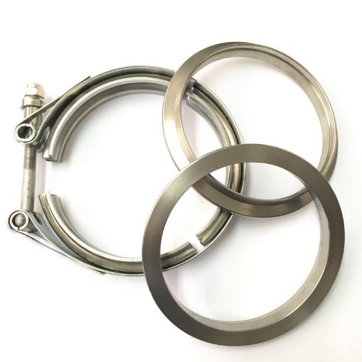 Picture of Ticon Industries 4in Titanium V - Band Clamp Assembly (2 Flanges1 Clamp)