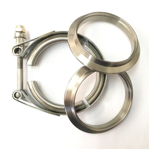 Picture of Ticon Industries 5in Titanium V - Band Clamp Assembly (2 Flanges1 Clamp)