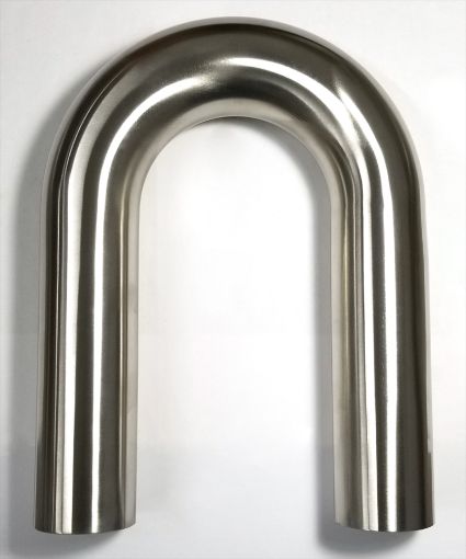 Picture of Stainless Bros 3in Diameter 1.5D 4.5in CLR 180 Degree Bend 6in Leg 6in Leg Mandrel Bend
