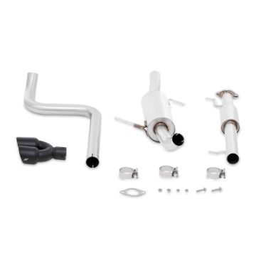 Picture of Mishimoto 14 - 16 Ford Fiesta ST 1.6L 2.5in Stainless Steel Resonated Cat - Back Exhaust w Black Tips