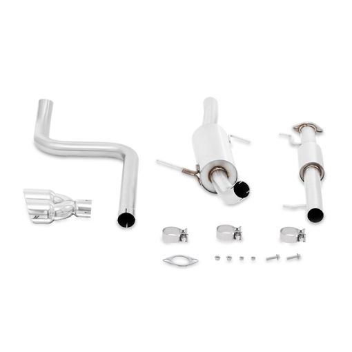 Picture of Mishimoto 14 - 16 Ford Fiesta ST 1.6L 2.5in Stainless Steel Resonated Cat - Back Exhaust w Polish Tips
