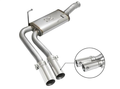 Picture of aFe Rebel Series CB Middle - Side Exit SS Exhaust w Polished Tips 09 - 16 GM SilveradoSierra V6V8