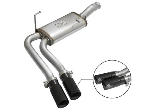 Picture of aFe Rebel Series CB Middle - Side Exit SS Exhaust w Black Tips 09 - 16 GM SilveradoSierra V6V8