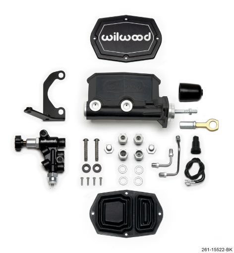 Picture of Wilwood Compact Tandem MC - 78in Bore wBracket and Valve fits Mustang (Pushrod) - Black