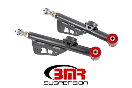 Picture of BMR 79 - 98 Fox Mustang On - Car Adj. Lower Control Arms Poly Rod End Combo - Black Hammertone