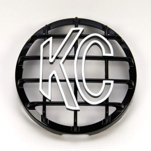 Picture of KC HiLiTES 6in. Round ABS Stone Guard for SlimLiteDaylighter Lights (Single) - BlackWhite KC Logo