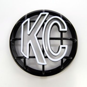 Picture of KC HiLiTES 5in. Round ABS Stone Guard for Apollo Lights (Single) - Black wWhite KC Logo