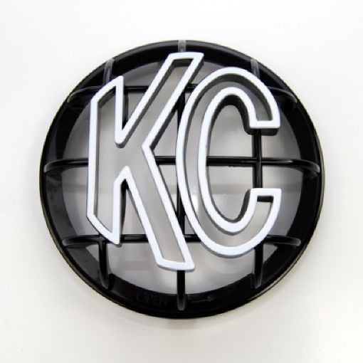 Picture of KC HiLiTES 5in. Round ABS Stone Guard for Apollo Lights (Single) - Black wWhite KC Logo