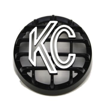 Picture of KC HiLiTES 4in. Round ABS Stone Guard for Rally 400 (Single) - Black wWhite KC Logo