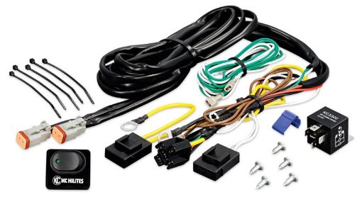 Picture of KC HiLiTES Wiring Harness w40 AMP Relay LED Rocker Switch (Up to 2 - 130w Lights)