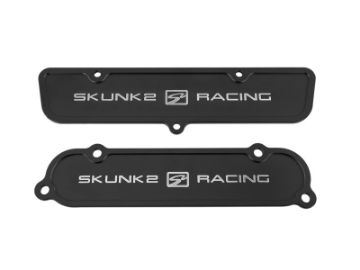 Picture of Skunk2 Black Anodized Billet 6061 Aluminum Intake Exhaust Port Covers - K - Series Cylinder Heads