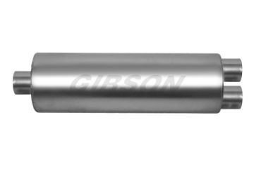 Picture of Gibson SFT Superflow OffsetDual Round Muffler - 8x24in3in Inlet2.25in Outlet - Stainless