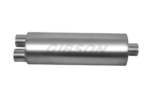 Picture of Gibson SFT Superflow DualCenter Round Muffler - 8x24in3in Inlet4in Outlet - Stainless