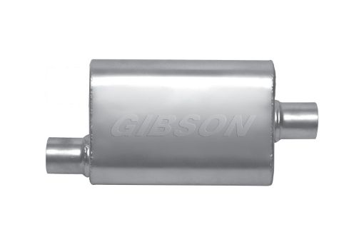 Picture of Gibson MWA Superflow OffsetCenter Oval Muffler - 4x9x14in2.25in Inlet2.25in Outlet - Stainless