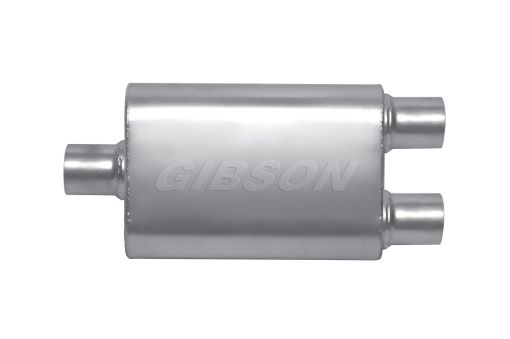 Picture of Gibson MWA Superflow CenterDual Oval Muffler - 4x9x14in3in Inlet2.5in Outlet - Stainless