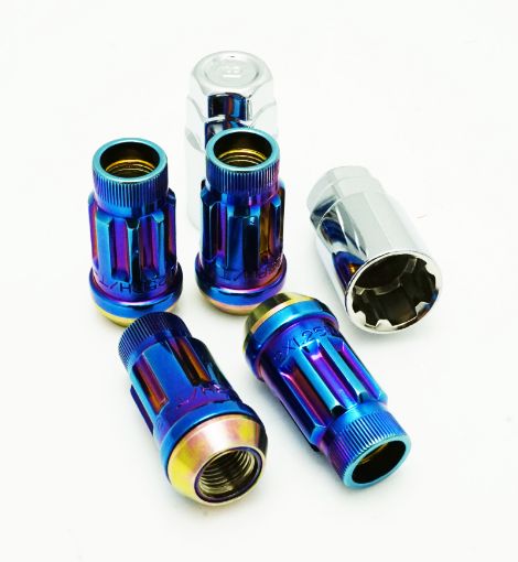 Picture of Wheel Mate Muteki SR45R Lug Nut Kit Lock Set 12x1.50 45mm - Burned Blue Neon
