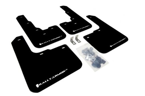 Picture of Rally Armor 13 - 16 Dodge Dart Black UR Mud Flap w White Logo