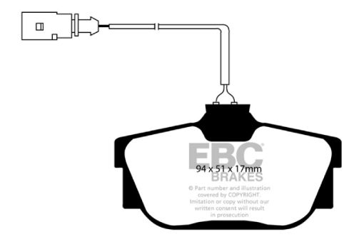 Picture of EBC 00 Volkswagen Eurovan 2.8 (ATE) with Wear Leads Ultimax2 Rear Brake Pads