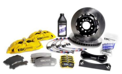 Picture of EBC Racing 92 - 00 BMW M3 (E36) wMeyle Control Arms Yellow Apollo - 4 Calipers 330mm Rotors Front BBK